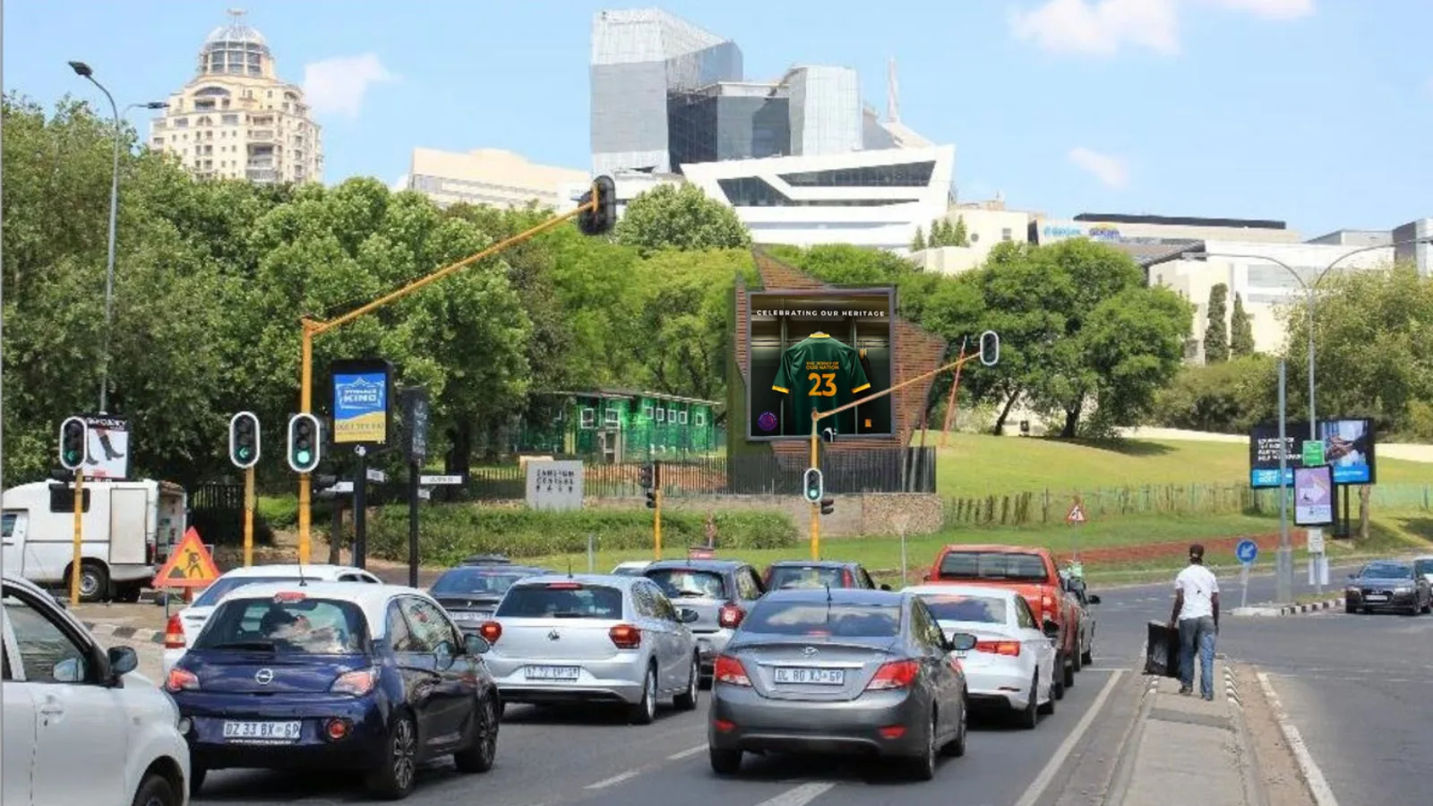 Katherine St (1), Sandton from the M1 highway into the Sandton CBD (VOR-005) — digital LED screen in Sandton CBD, 5m × 5m