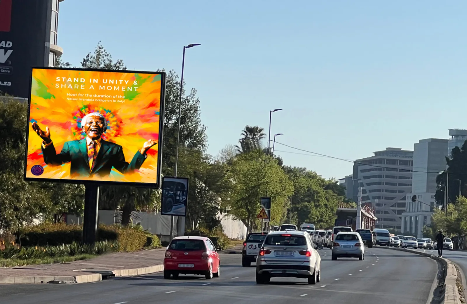 Marlboro Dr (1), Sandton toward the M1 highway (VOR-008) — digital LED screen in Sandton CBD, 5m × 5m